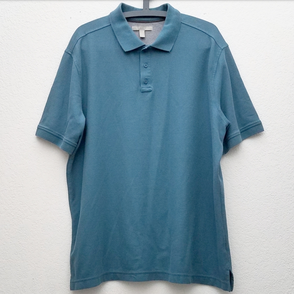 ​Nordstrom Men's Polo Shirt XL Teal Indigo Short Sleeve Cotton Pique
